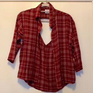 RVCA Womens 3/4 Sleeve Button Down Top